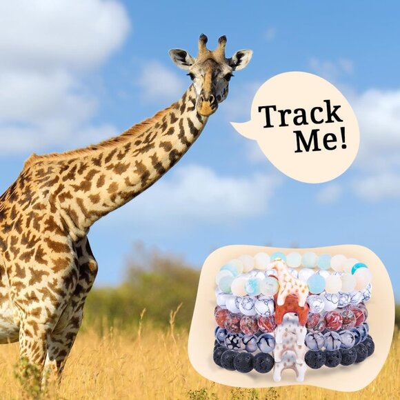 Giraffe Tracking Bracelet Stone Stainless Steel Unisex Eco Gift - Picture 7 of 7